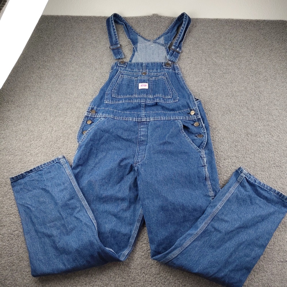 Key Overalls Sz 12 Womens Bib Carpenter Dungaree Blue Denim 100% Cotton EUC